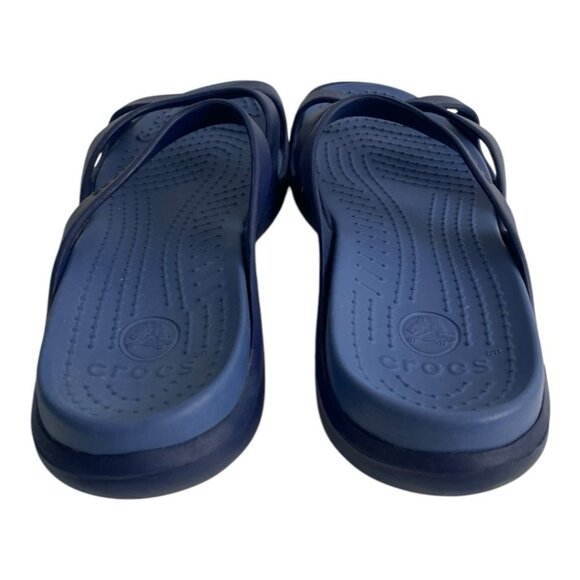 Crocs Kelli Iconic Strappy Slide On Sandal Women's 10 Navy Blue Comfort - Picture 4 of 11